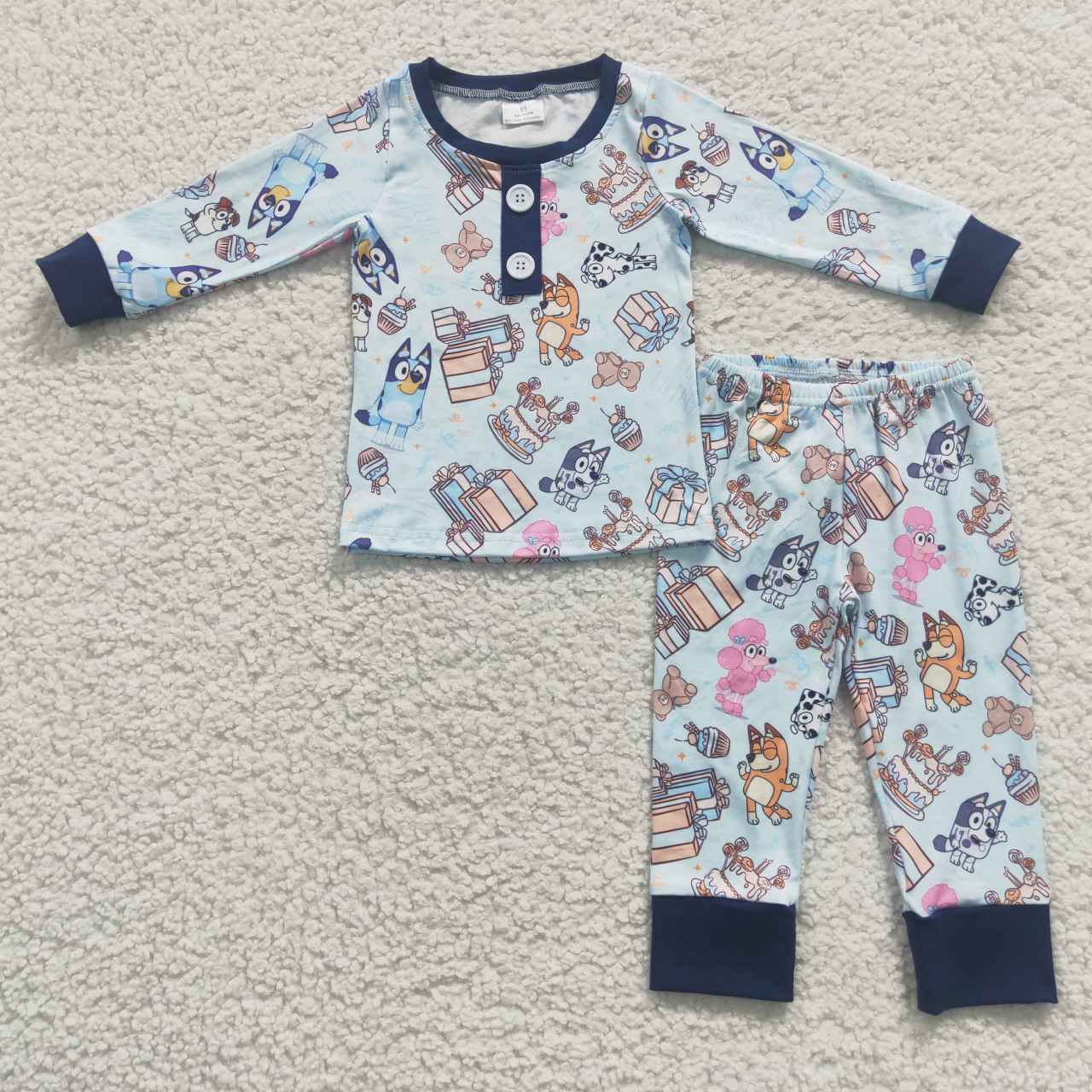(Promotion)BLP0184 Boys blue cartoon dog pajamas clothes set