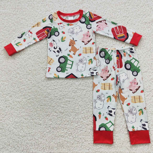 BLP0197 Farm design animals print boys pajamas