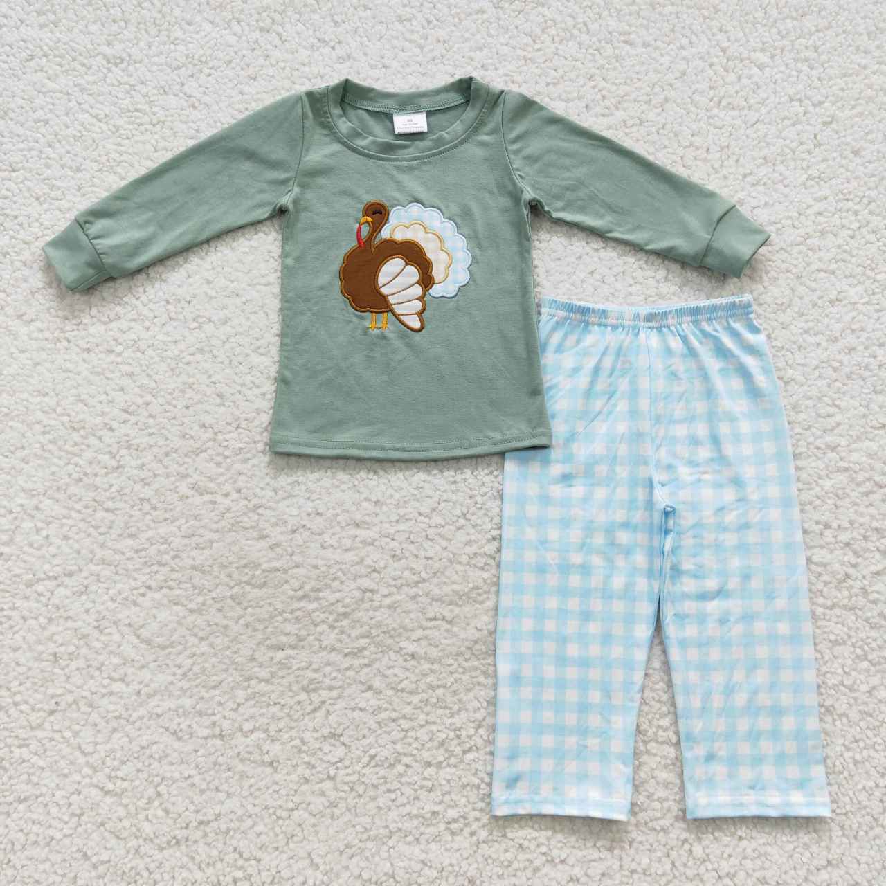 BLP0214 Turkey embroidery print boys Thanksgiving clothes set