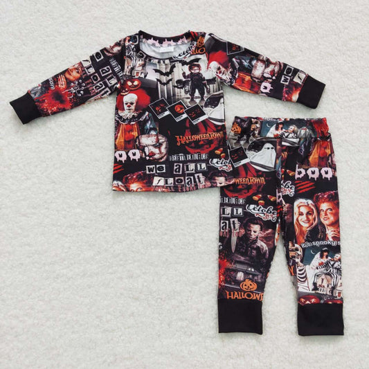 BLP0259 Halloween pumpkin movie design boys clothes set