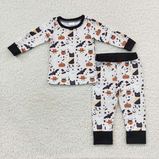 BLP0276 Ghost pumpkin print baby boys Halloween pajamas