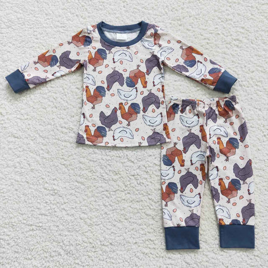 (Promotion)BLP0280 Chicken print boys pajamas clothes set