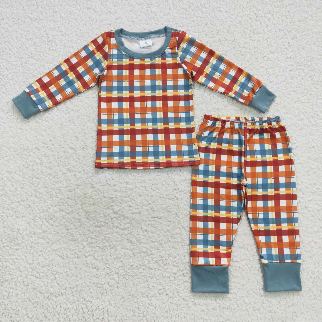 BLP0308 Plaid print boys fall pajamas clothes set