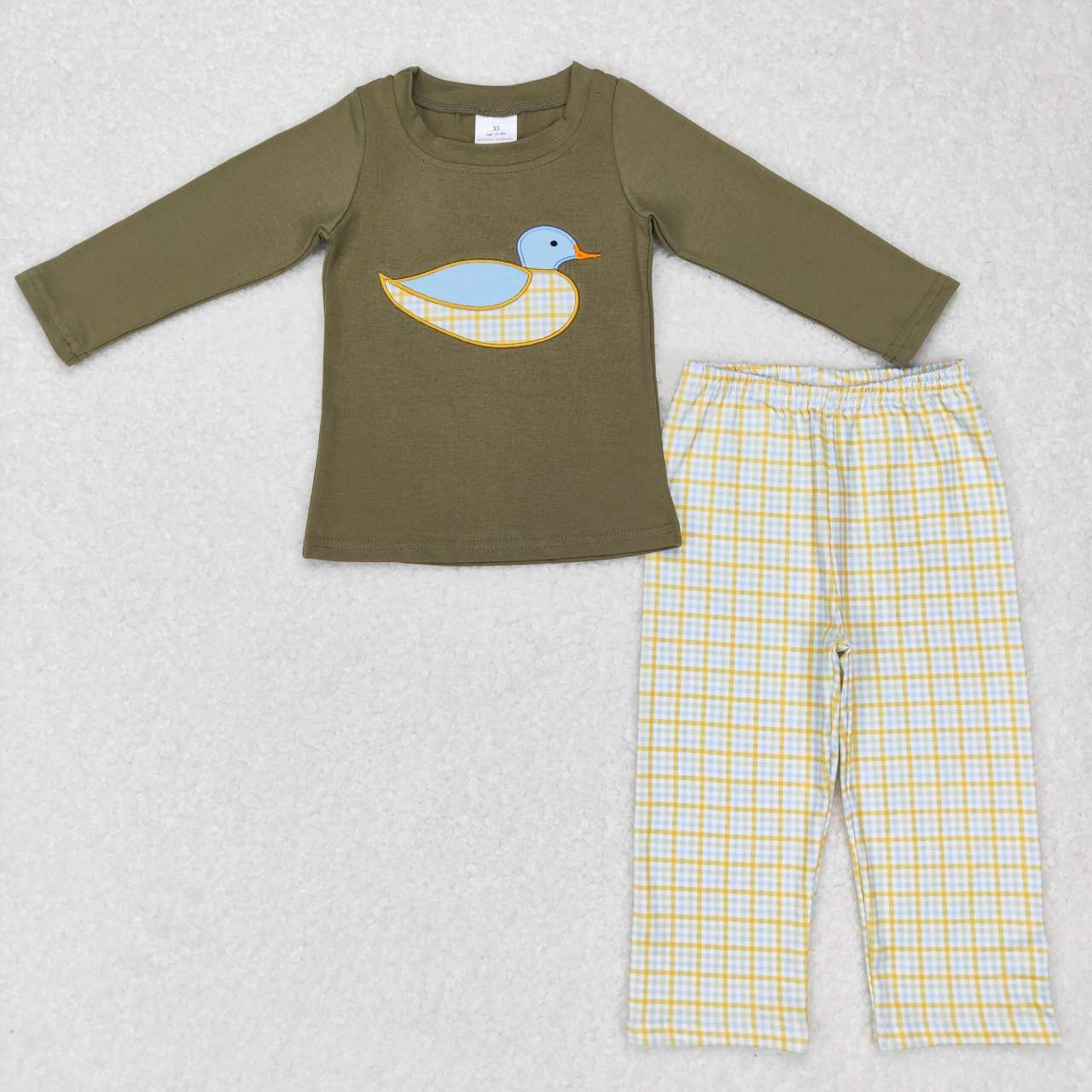 Duck Embroidery Top Pants Boys Fall Clothes Set Brothers Wear