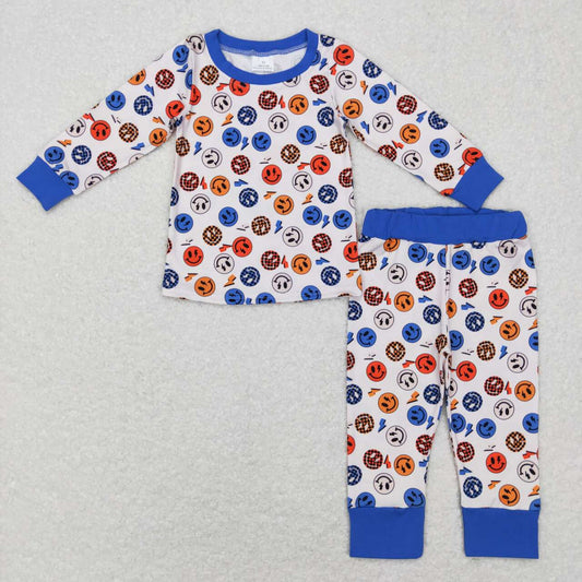 BLP0371 Smiling Face Print Boys Pajamas Clothes Set