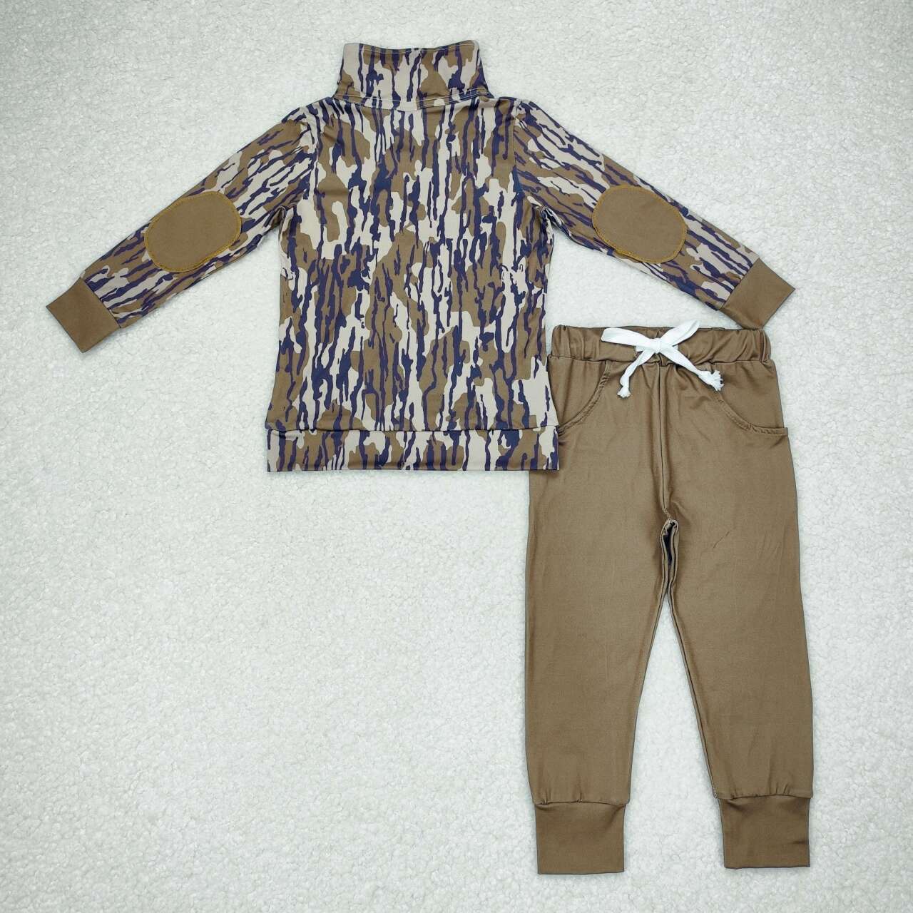 BLP0492 Camo Pullover Top Pockets Pants Boys Fall Clothes Set