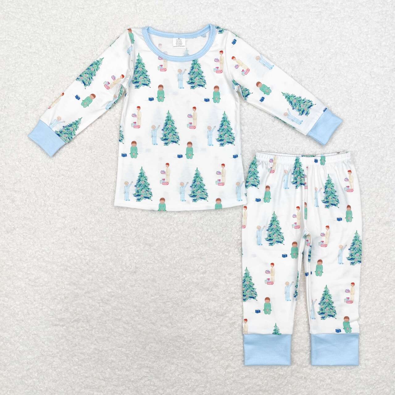 Christmas Trees Print Sibling Christmas Bamboo Pajamas Clothes Set