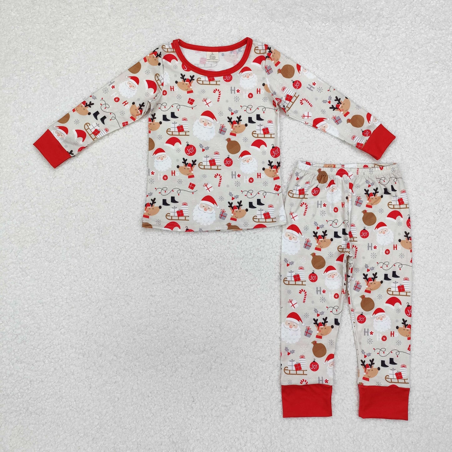 Santa Deer Print Sibling Christmas Bamboo Pajamas Matching Clothes