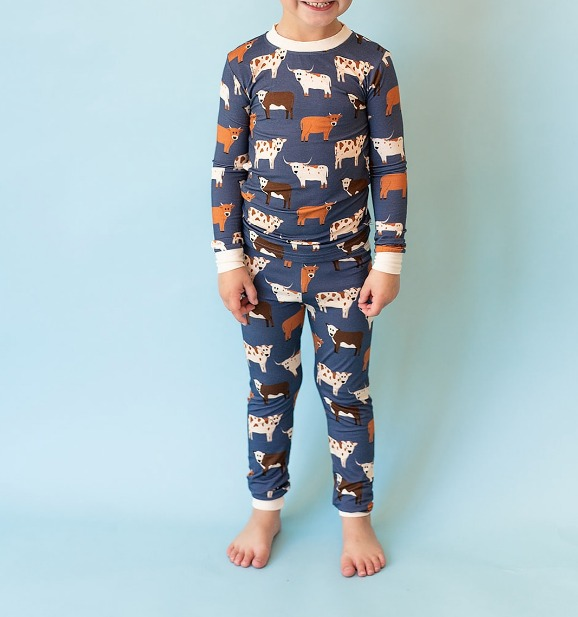 (Pre-order)BLP0703 Cows Print Boys Fall Pajamas Clothes Set