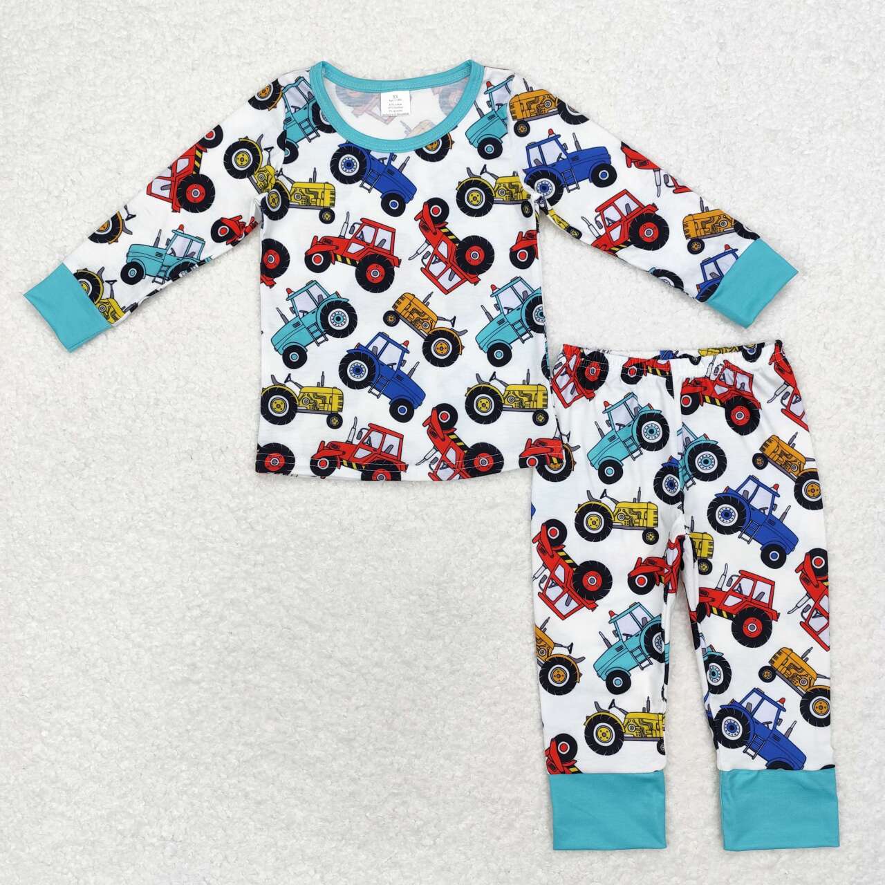 BLP0735 Tractor Print Boys Fall Bamboo Pajamas Clothes Set