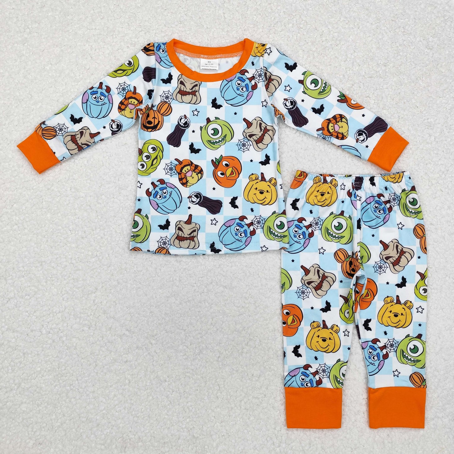 BLP0809 Cartoon Figure Pumpkin Print Boys Fall Pajamas Clothes Set