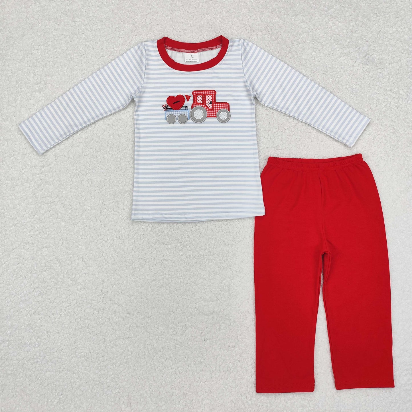 Heart Embroidery Stripes Print Sibling Valentine's Day Matching Clothes