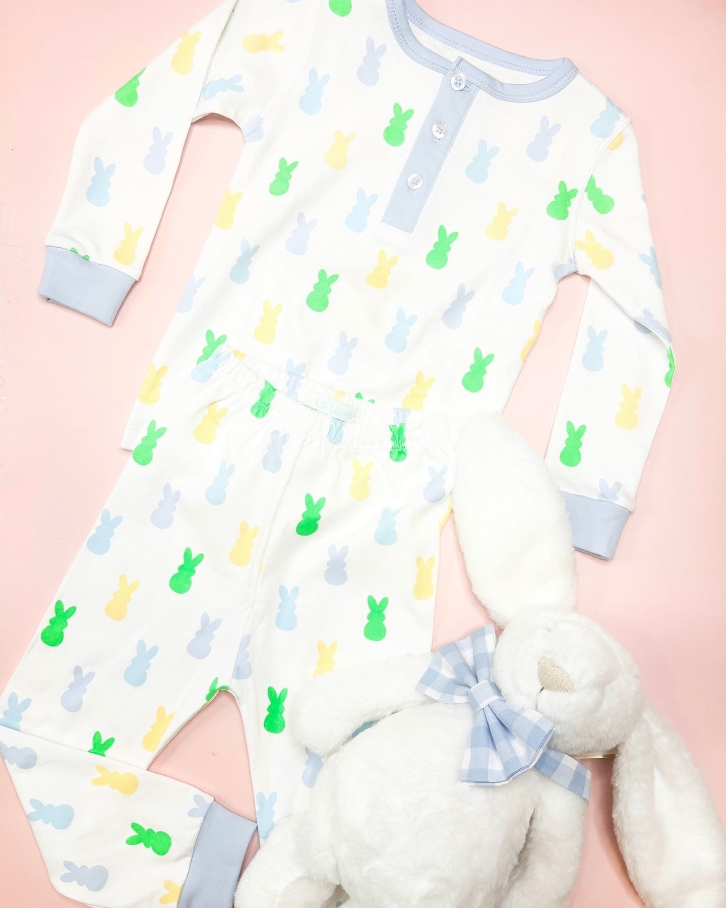 (Pre-order)BLP1038 Bunny Print Boys Easter Pajamas Clothes Set