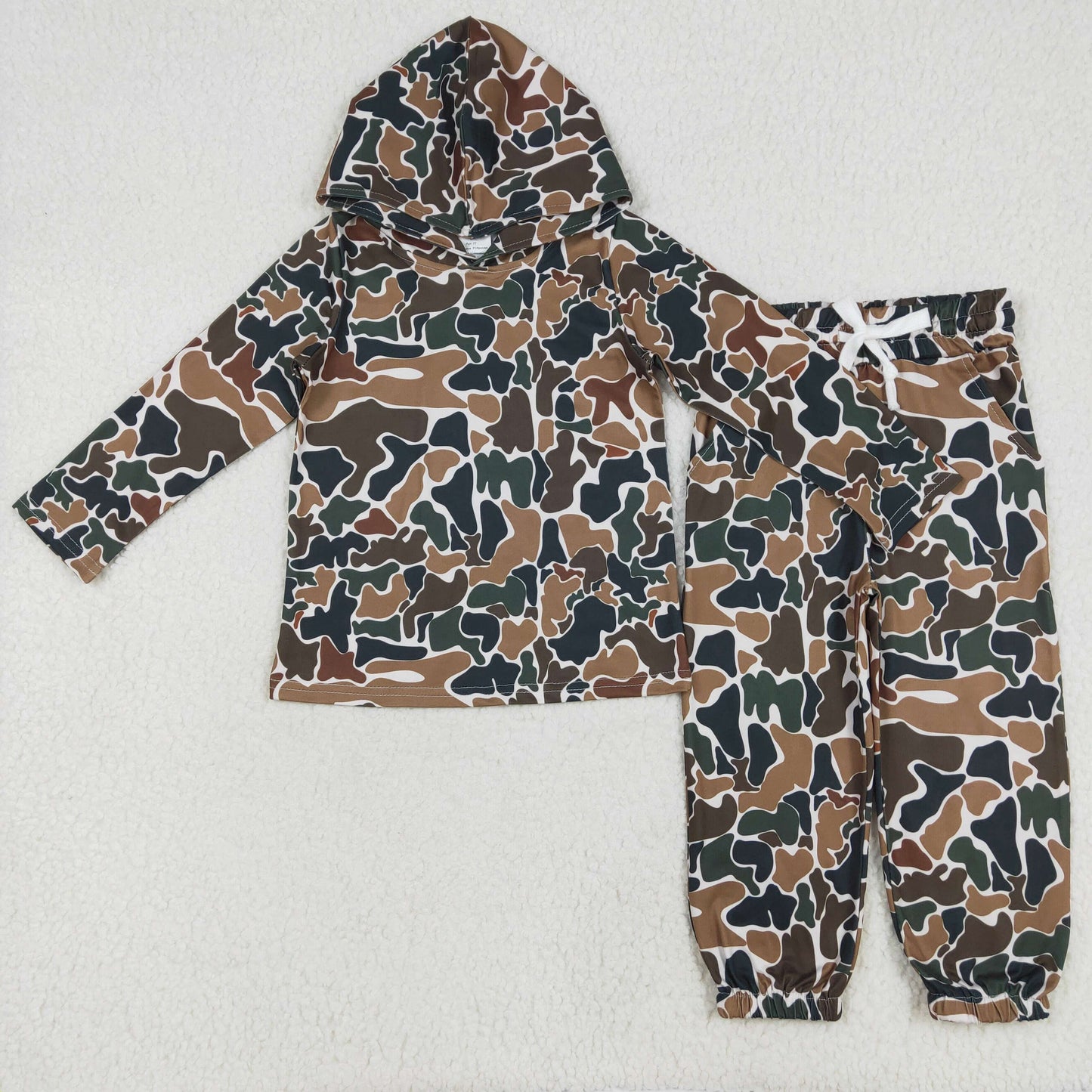 4 Colors Camo Print Kids Hoodie Clothes Set Sibling Hunting Wear