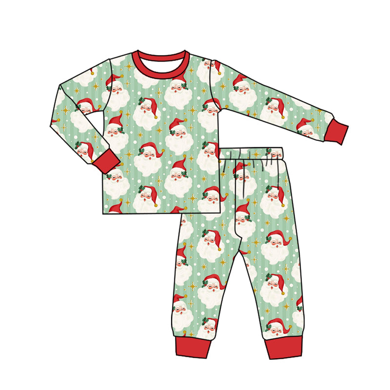(Pre-order)BLP1088 Santa Print Boys Christmas Pajamas Clothes Set