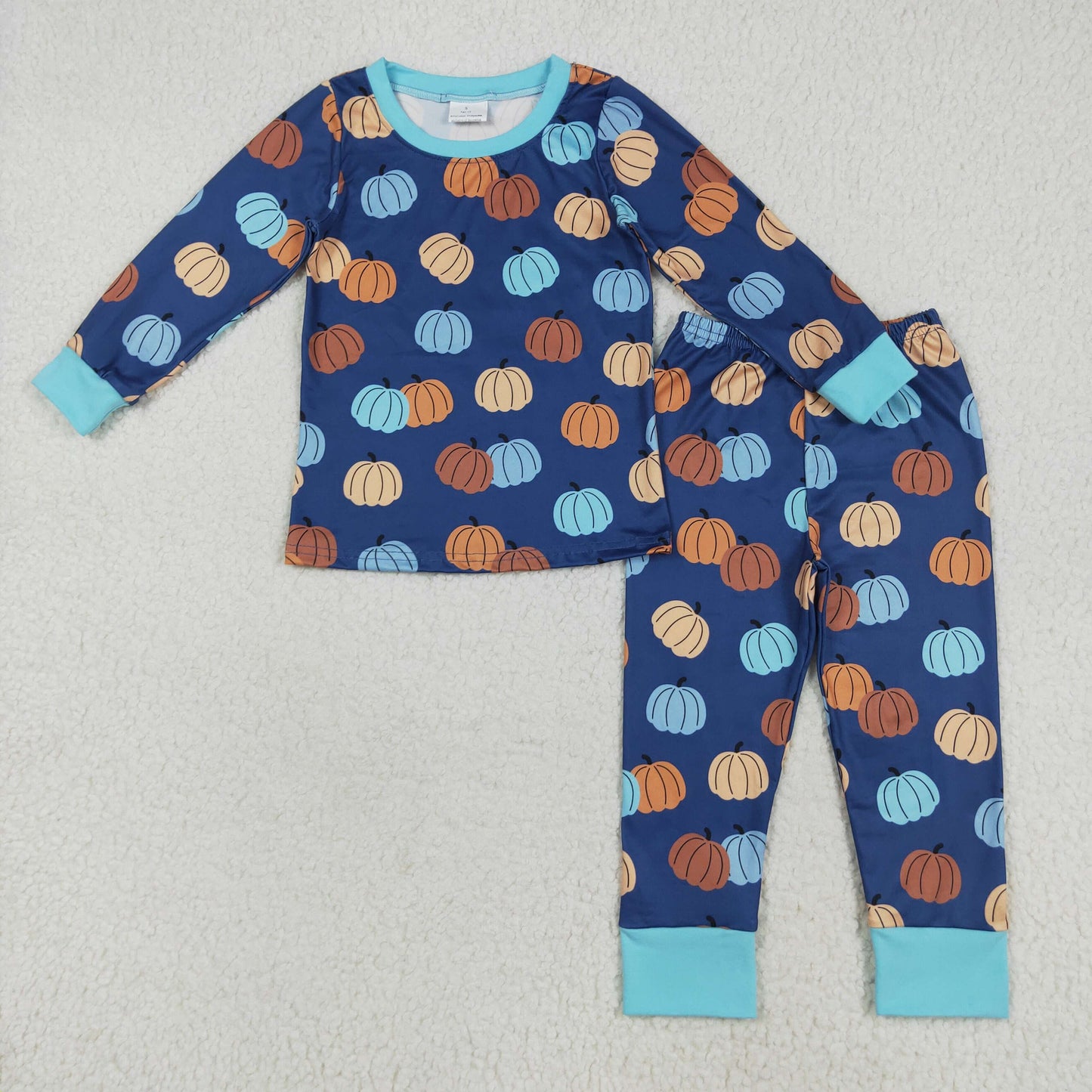 BLP1153 Pumpkin Print Boys Fall Pajamas Clothes Set