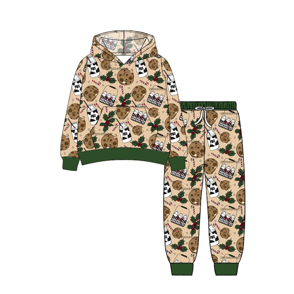 (Pre-order)BLP1156 Cookie Milk Holly Hoodie Top Pockets Pants Boys Christmas Clothes Set