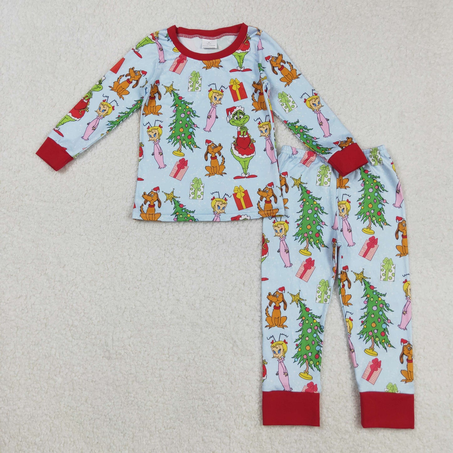 BLP1189 Green Frog Print Boys Christmas Pajamas Clothes Set