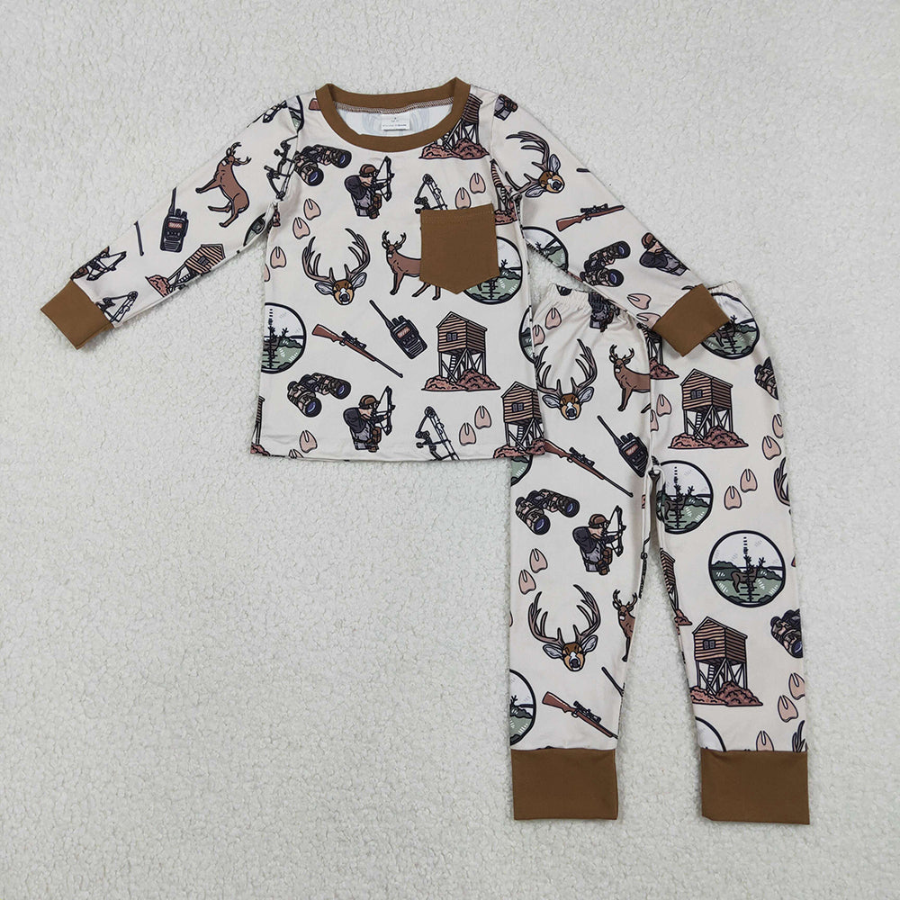 Go Hunting Duck Print Boys Fall Pajamas Outfits Brothers Wear