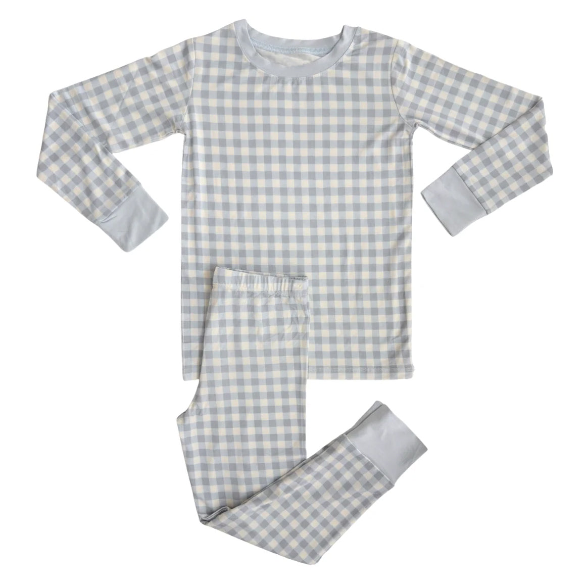 (Pre-order)BLP1268 Grey Plaid Print Boys Fall Pajamas Clothes Set