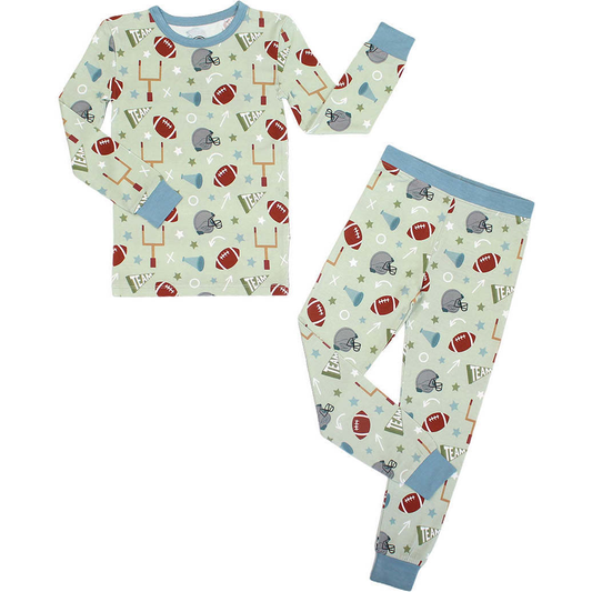 (Pre-order)BLP1355 Team Cheer Football Stars Print Boys Pajamas Clothes Set
