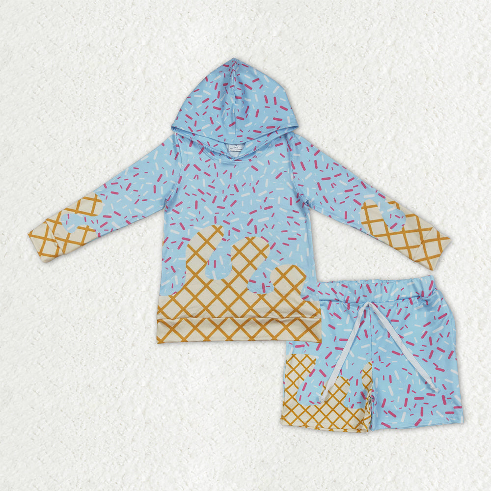4 Colors Sprinkles Hoodie Top Pockets Shorts Boys Clothes Set Brothers Wear