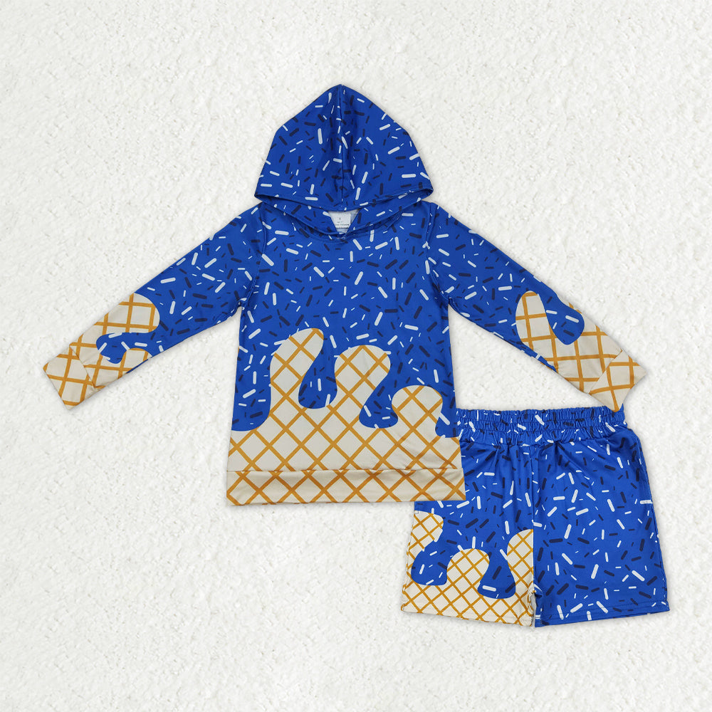 4 Colors Sprinkles Hoodie Top Pockets Shorts Boys Clothes Set Brothers Wear