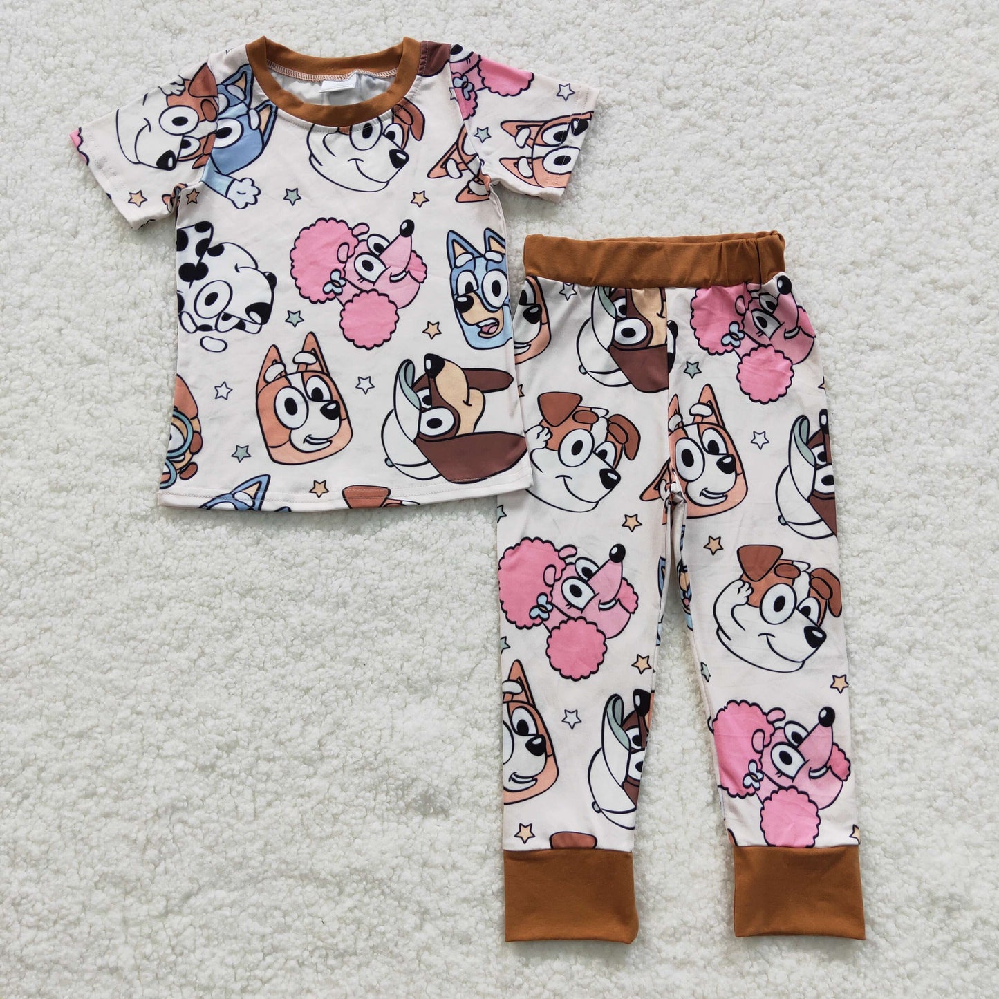 BSPO0120 Kids cartoon dog short sleeve pants pajamas
