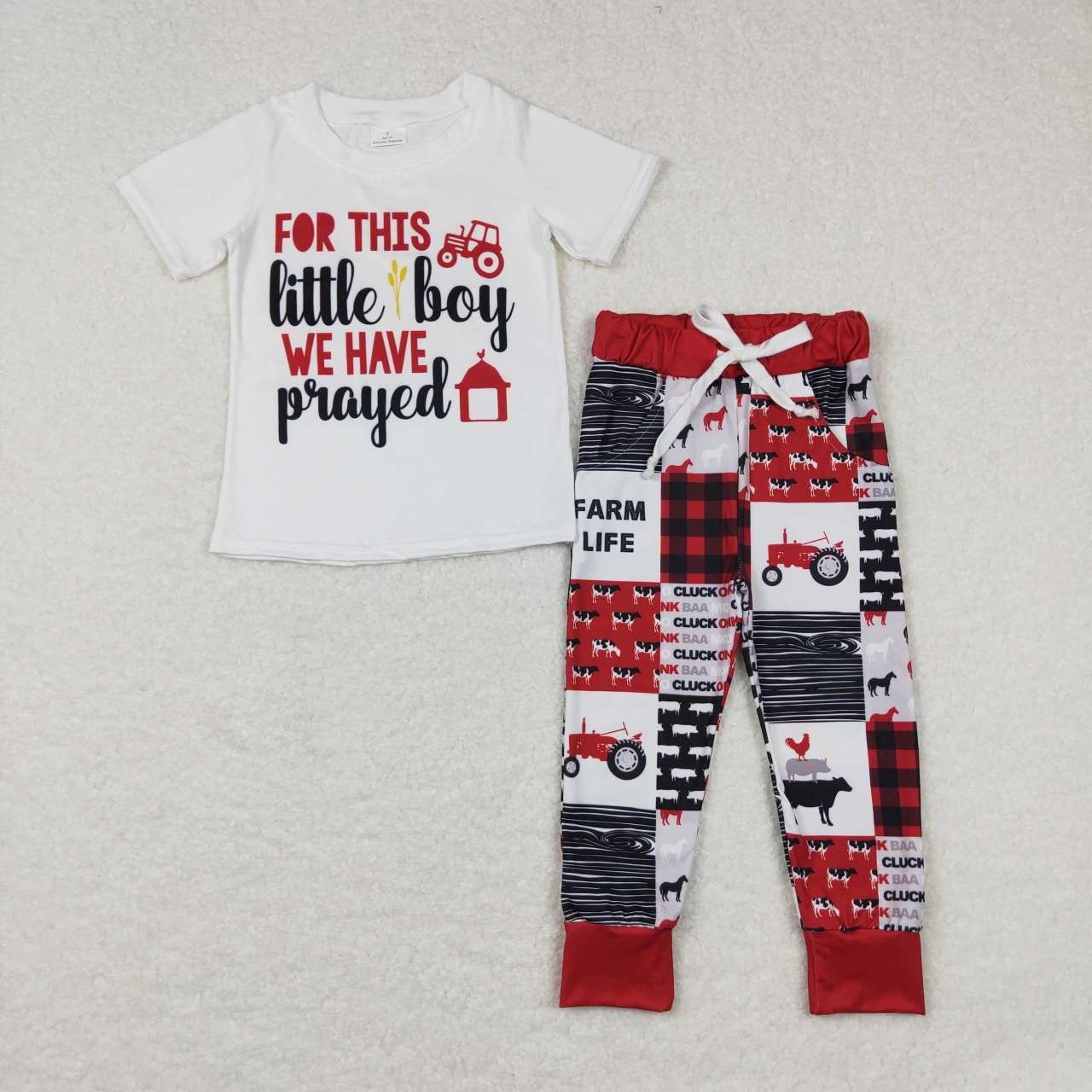 (Promotion)BSPO0171 For This Little Boy Farm Print Boys Clothes Set