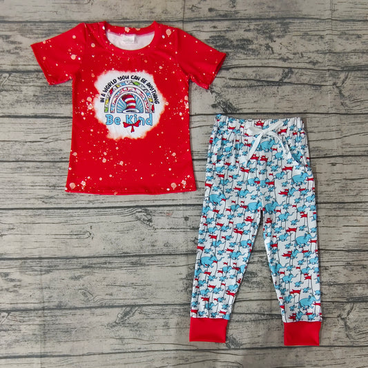 (Pre-order)BSPO0252 Be Kind Rainbow Elephant Dr. Reading Print Boys Clothes Set