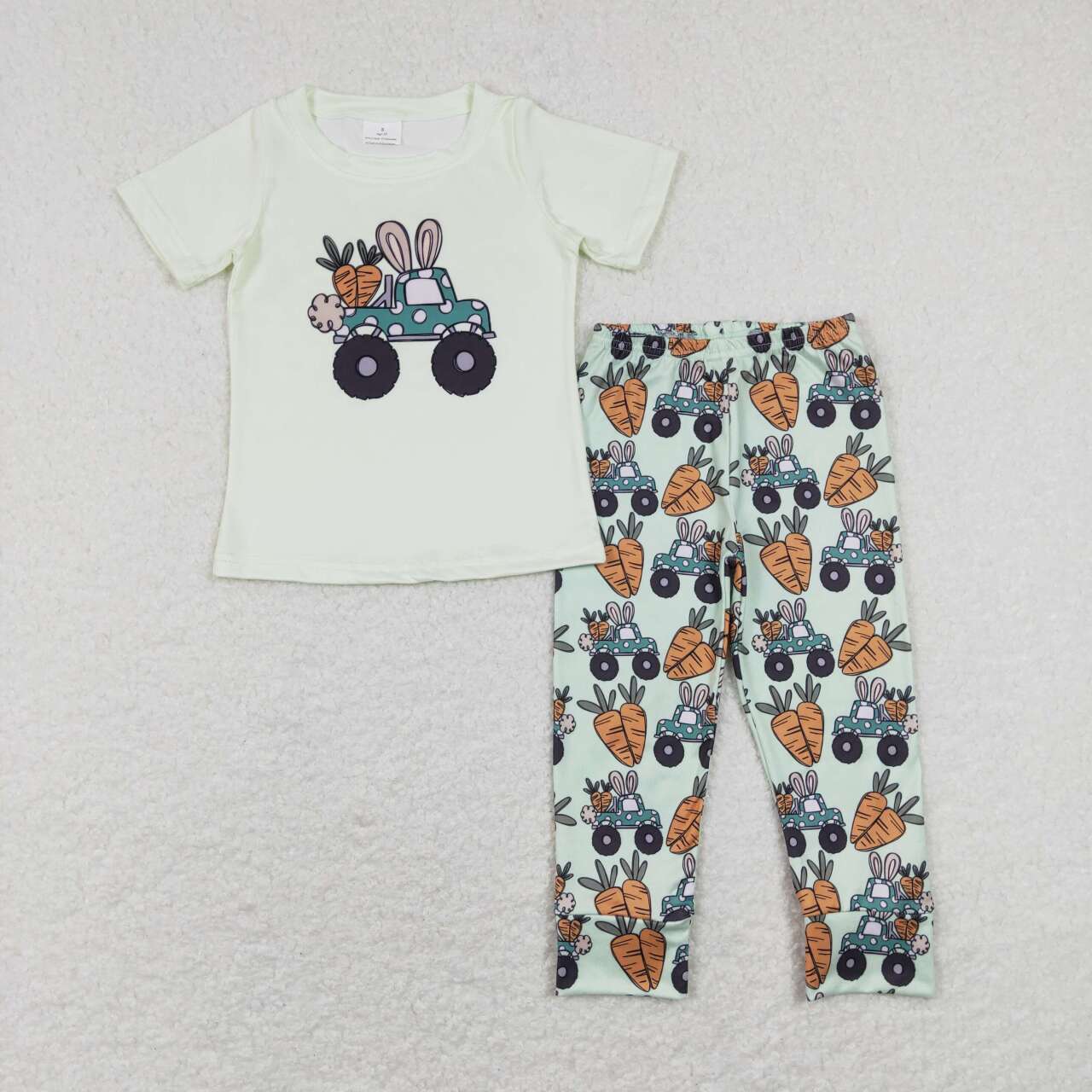 BSPO0256 Truck Carrot Print Boys Easter Clothes Set