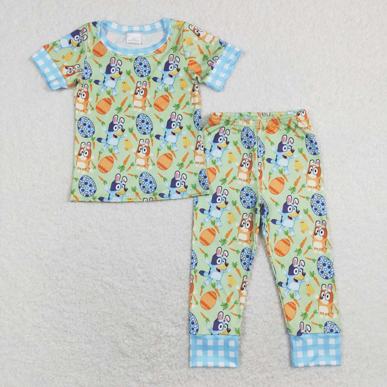 BSPO0273 Cartoon Dog Eggs Carrot Print Boys Easter Clothes Set