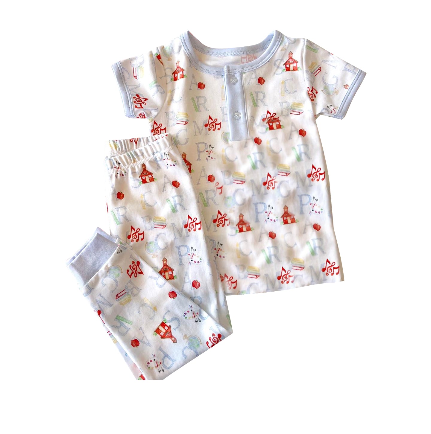 (Pre-order)BSPO0350 ABC School Print Boys Back to School Pajamas Clothes Set