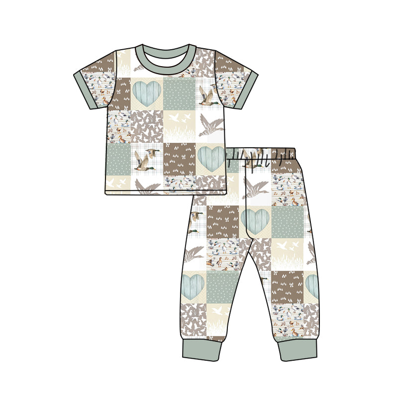 (Pre-order)BSPO0352 Duck Print Boys Pajamas Clothes Set