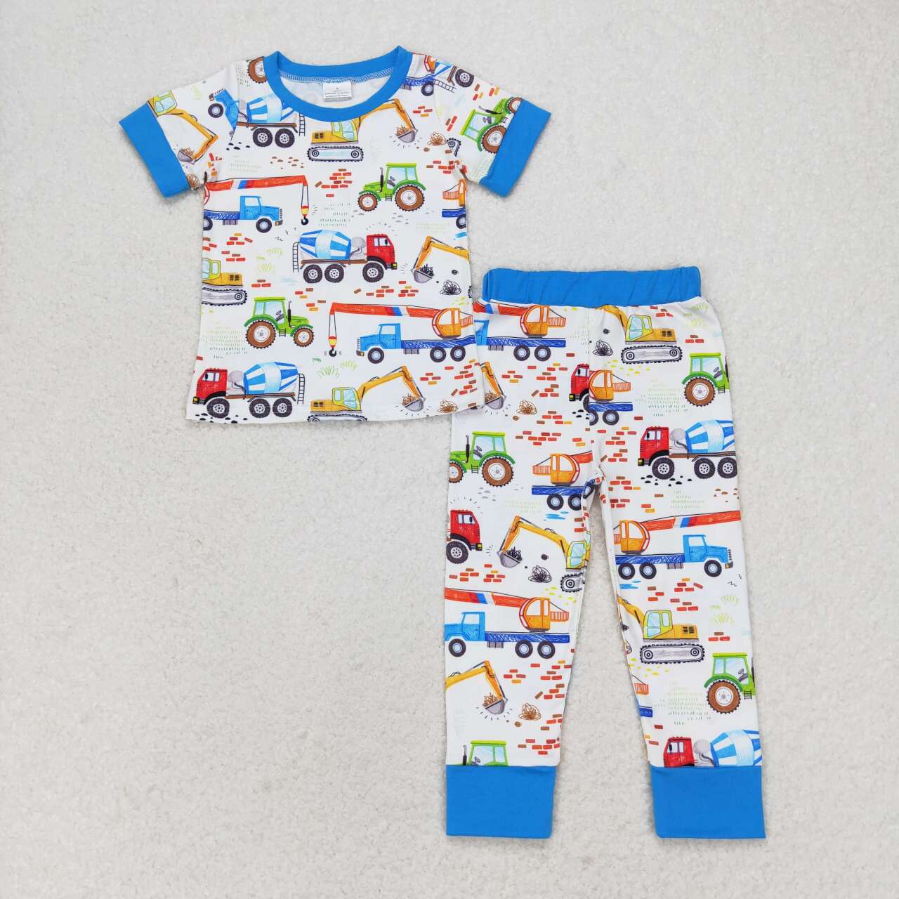 BSPO0385 Construction Print Boys Pajamas Clothes Set