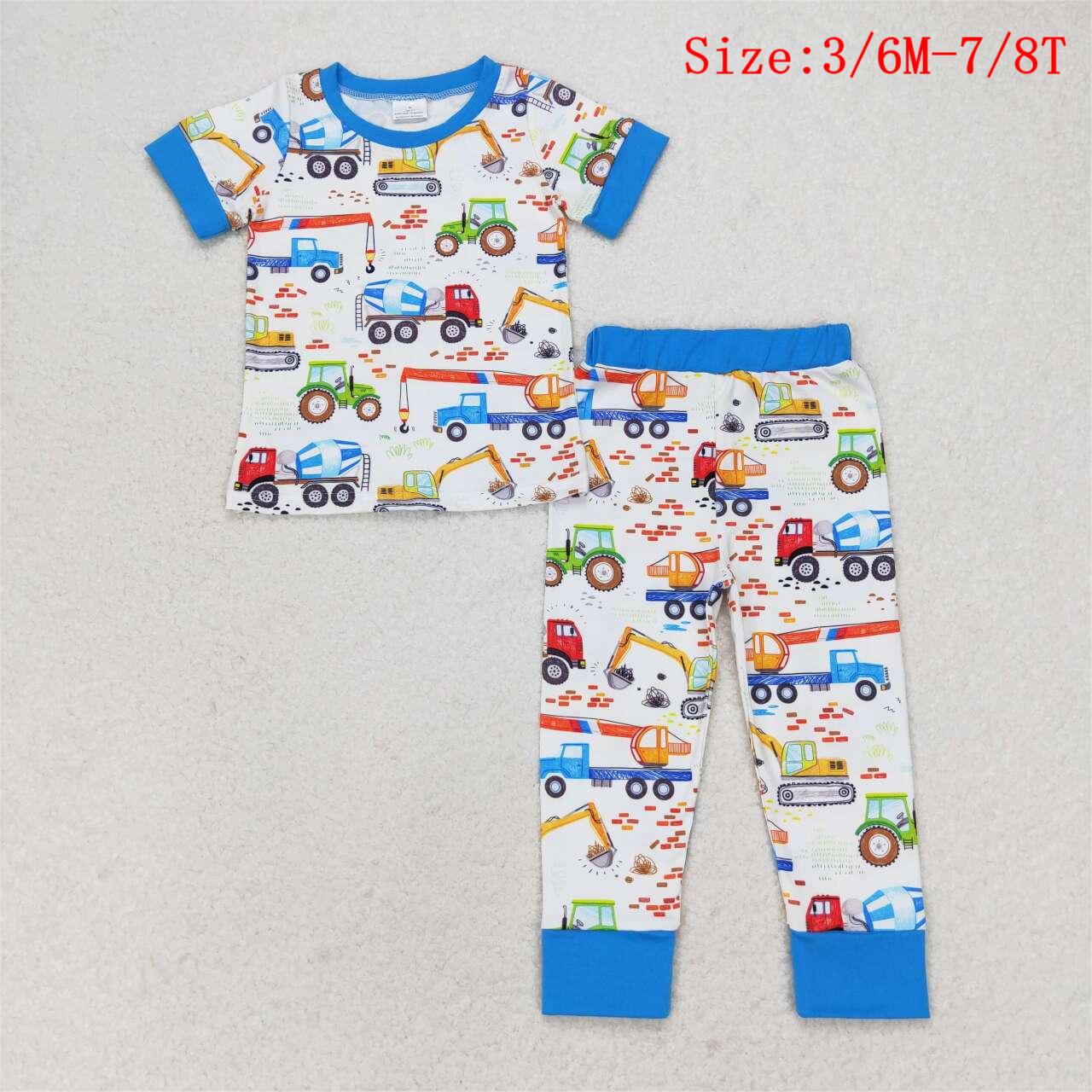 BSPO0385 Construction Print Boys Pajamas Clothes Set