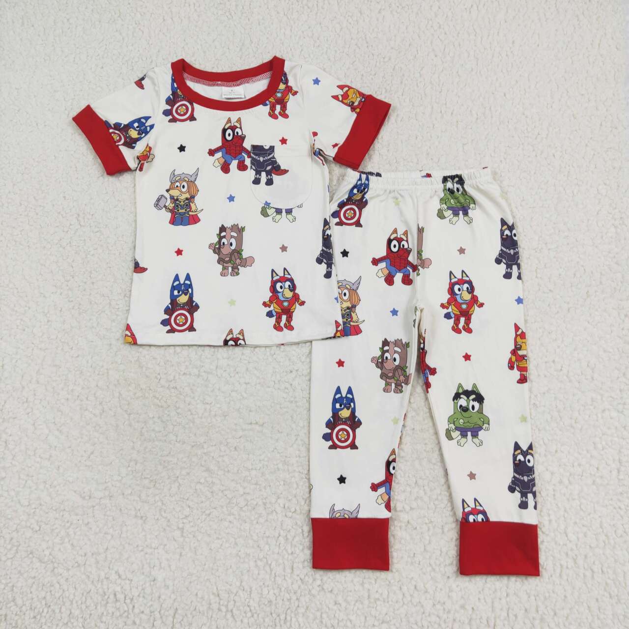 BSPO0404 Cartoon Dog Hero Print Boys Pajamas Clothes Set