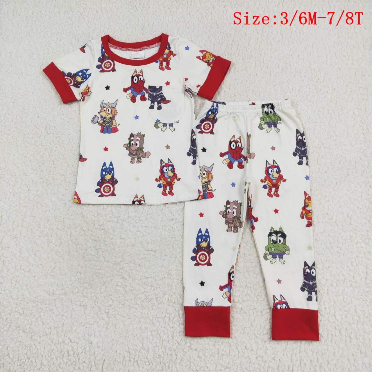 BSPO0404 Cartoon Dog Hero Print Boys Pajamas Clothes Set
