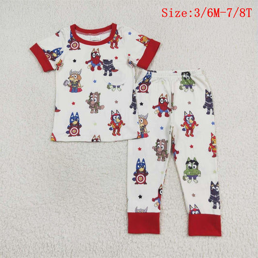 BSPO0404 Cartoon Dog Hero Print Boys Pajamas Clothes Set