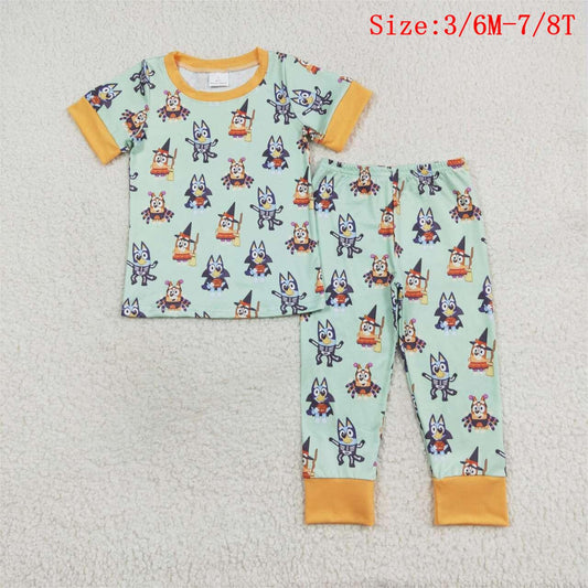BSPO0408 Cartoon Dog Print Boys Halloween Pajamas Clothes Set