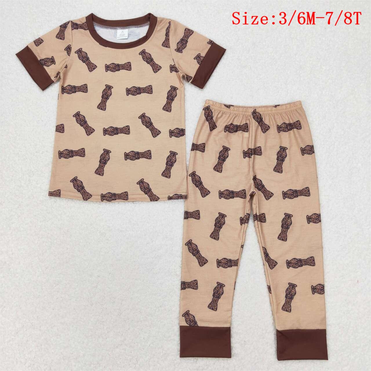 BSPO0444 Duck Call Brown Camo Print Boys Pajamas Bamboo Clothes Set