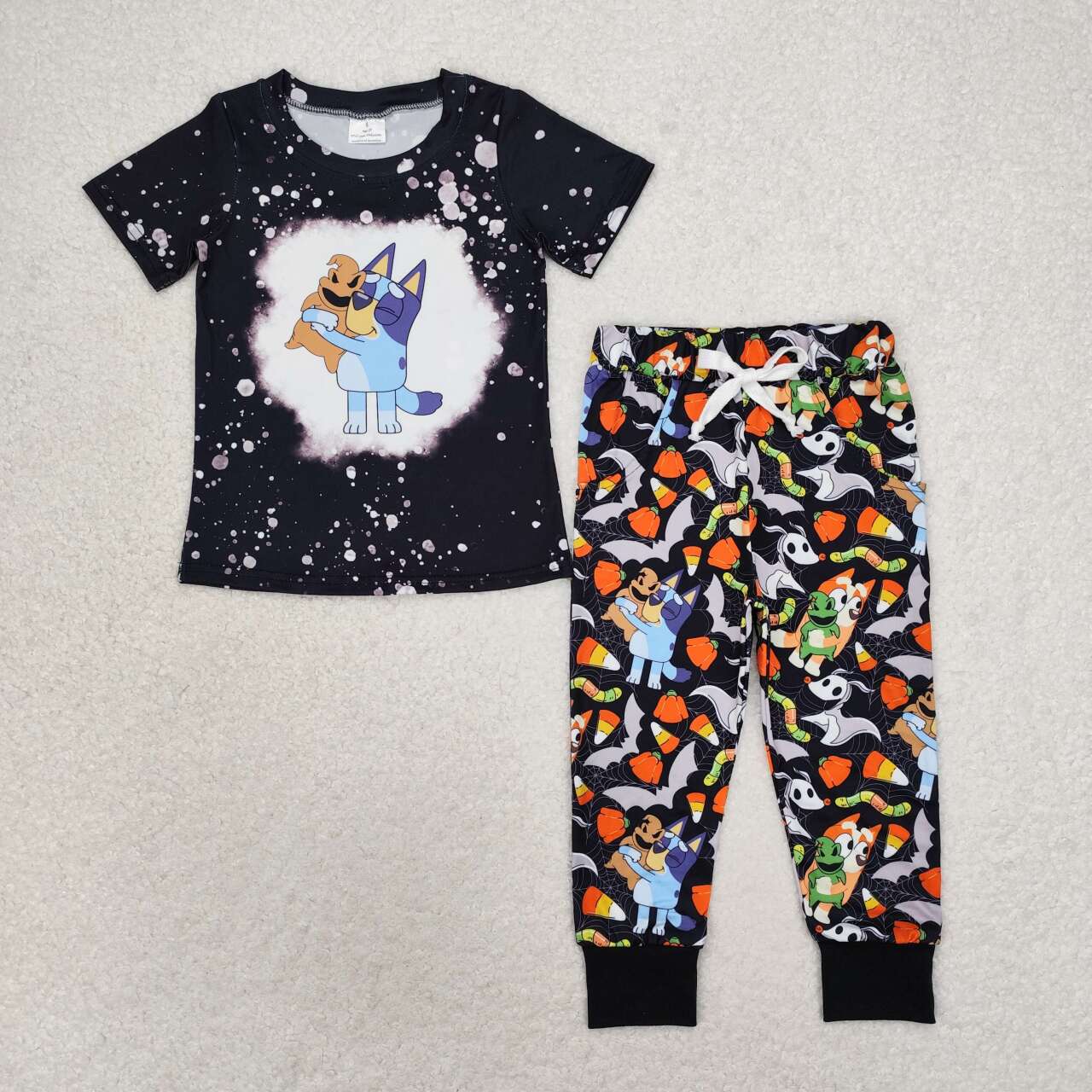 BSPO0448 Cartoon Dog Candy Print Boys Halloween Clothes Set
