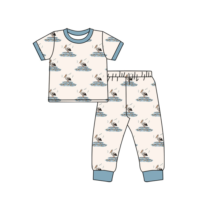 (Pre-order)BSPO0508 Cormorant Print Boys Pajamas Clothes Set