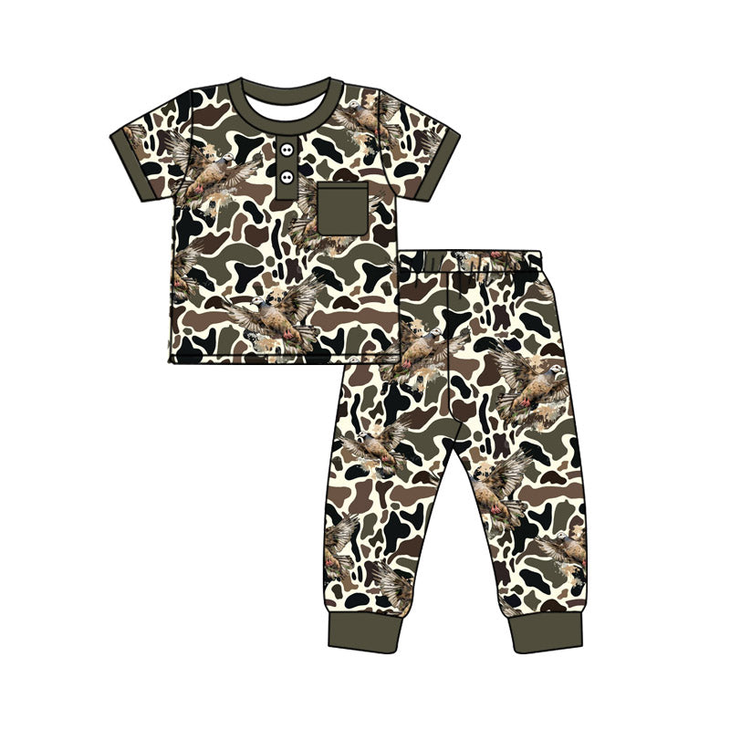 (Pre-order)BSPO0598 Duck Camo Pocket Top Pants Boys Clothes Set