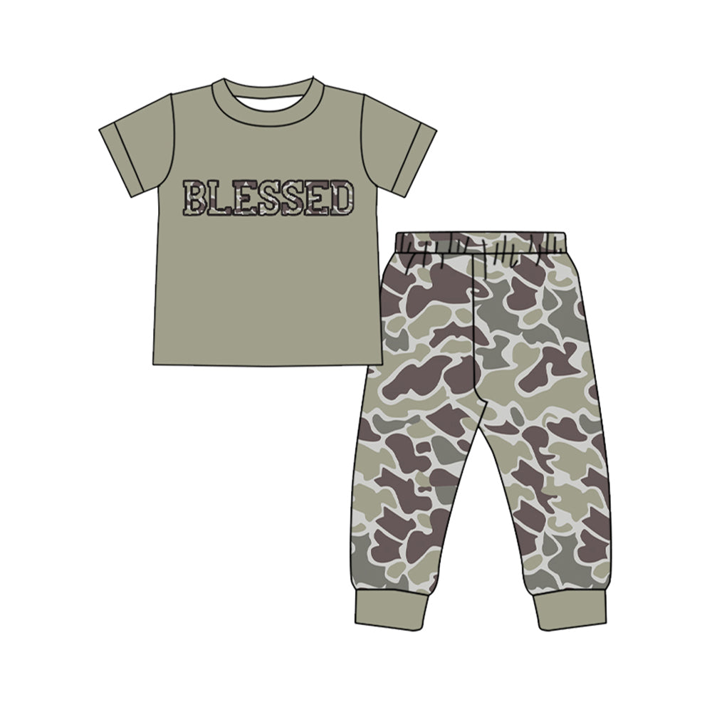 (Pre-order)BSPO0605 BLESSED Top Camo Pants Boys Clothes Set