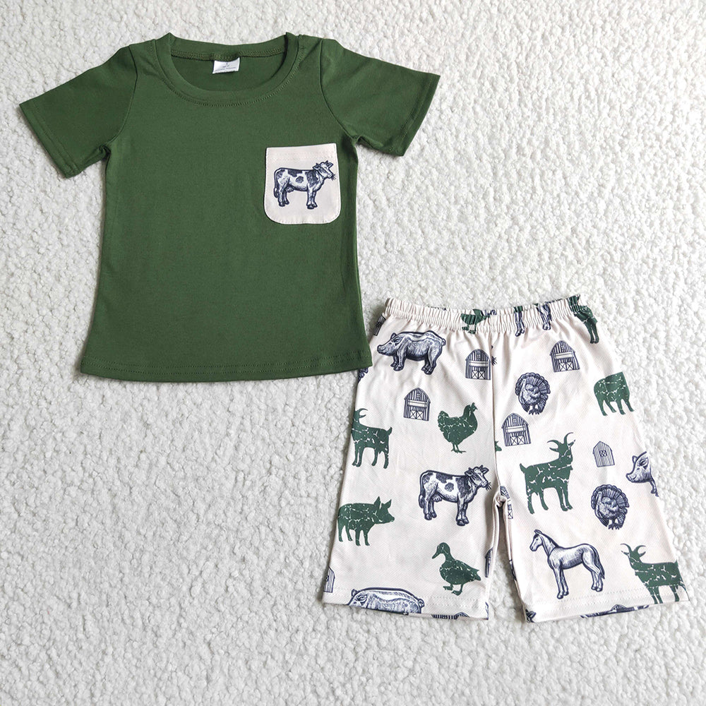 Pocket Top Farm Shorts Boys Summer Outfits Brothers Wear