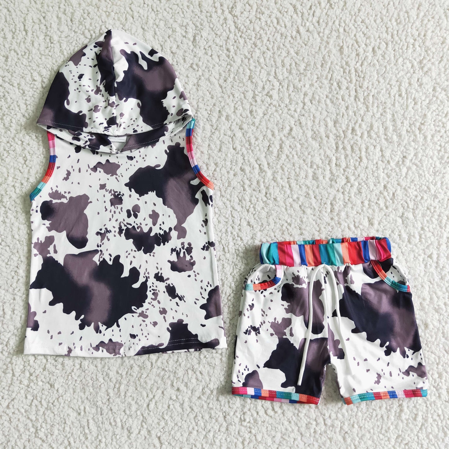 (Promotion)4 Print Boy's hooded shorts summer outfits Brothers Wear