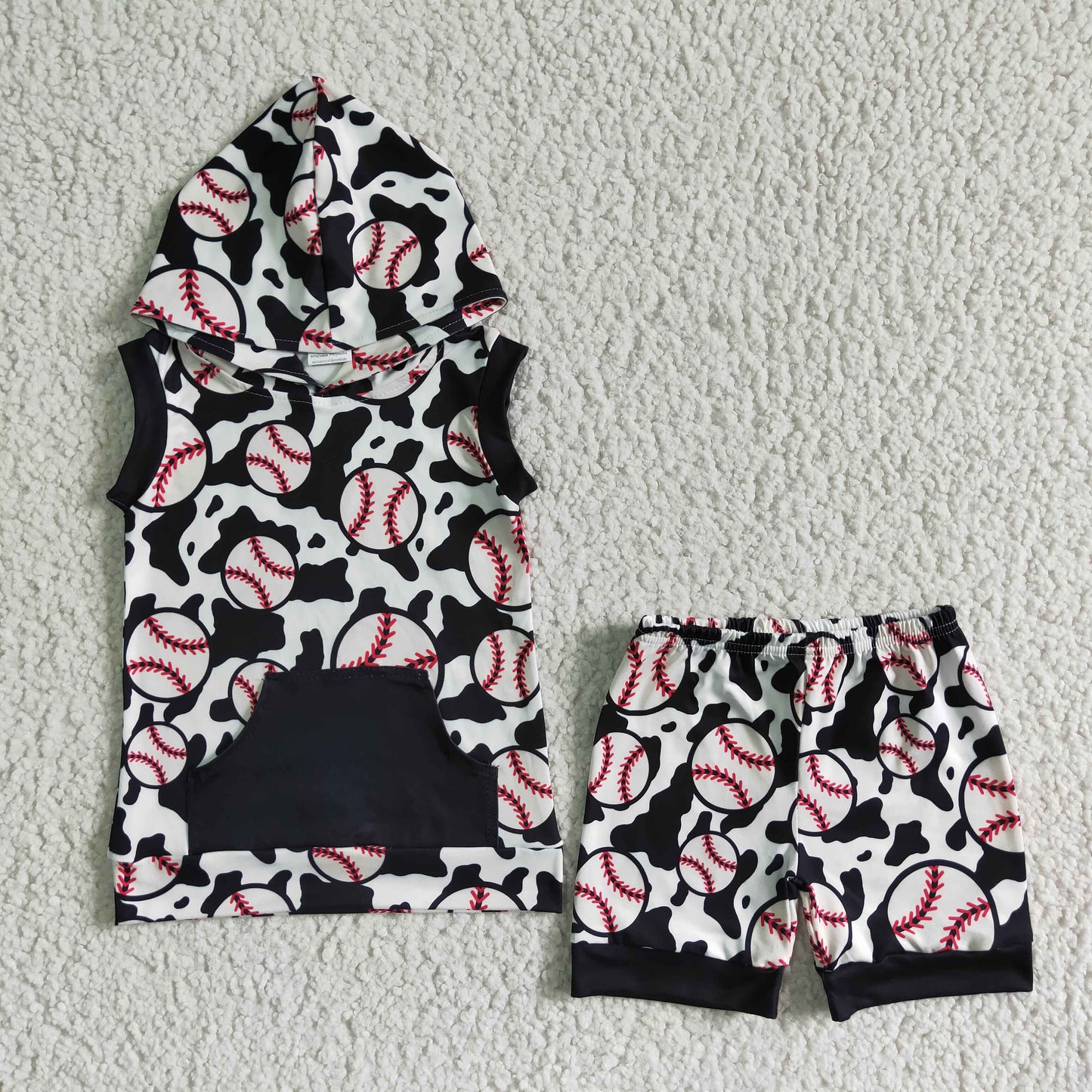 (Promotion)4 Print Boy's hooded shorts summer outfits Brothers Wear