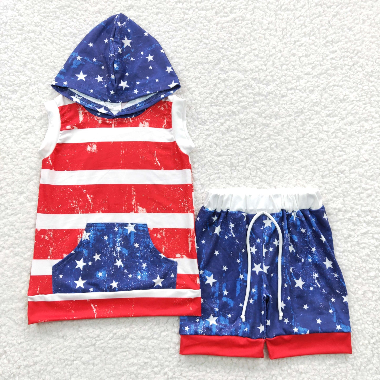 6 Design USA Flags Stars Print Boys 4th of July Clothes Set Brothers Wear