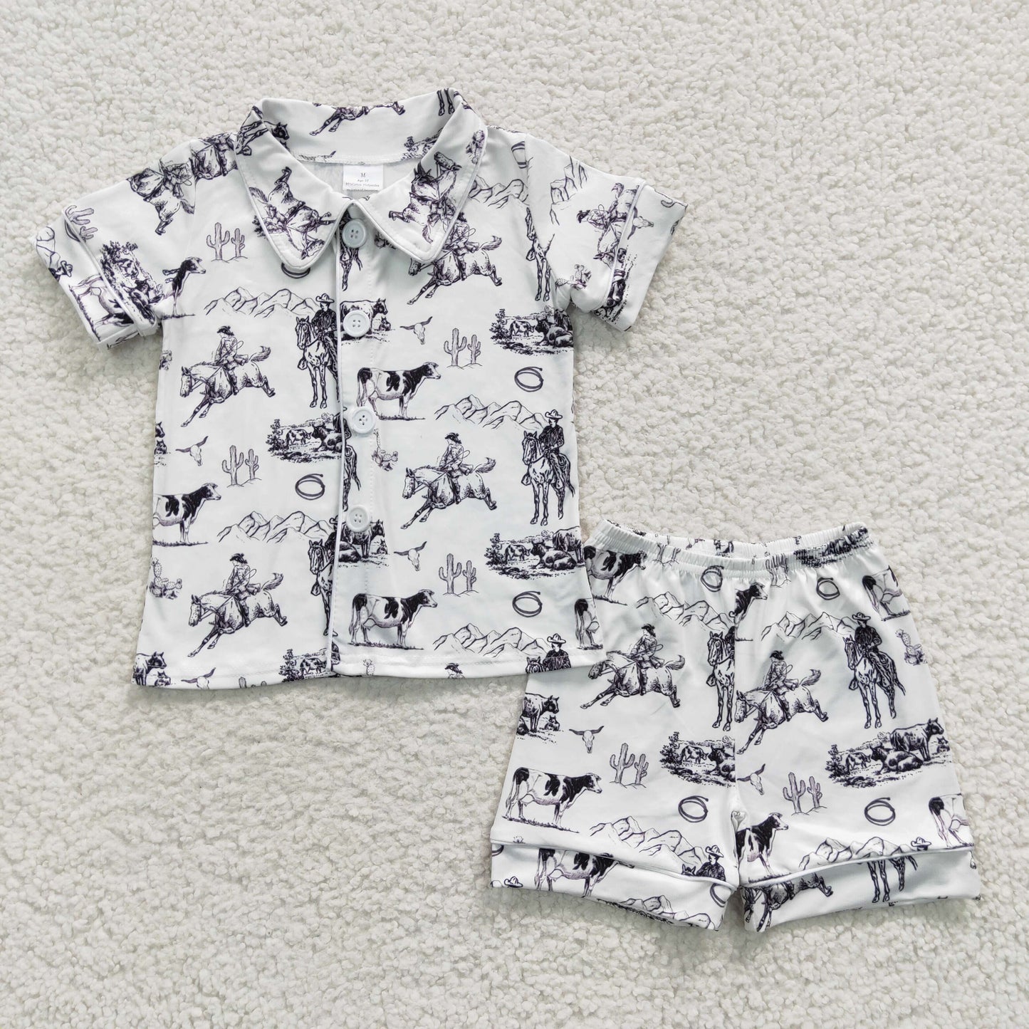 6 print kids western summer shorts pajamas children clothes set